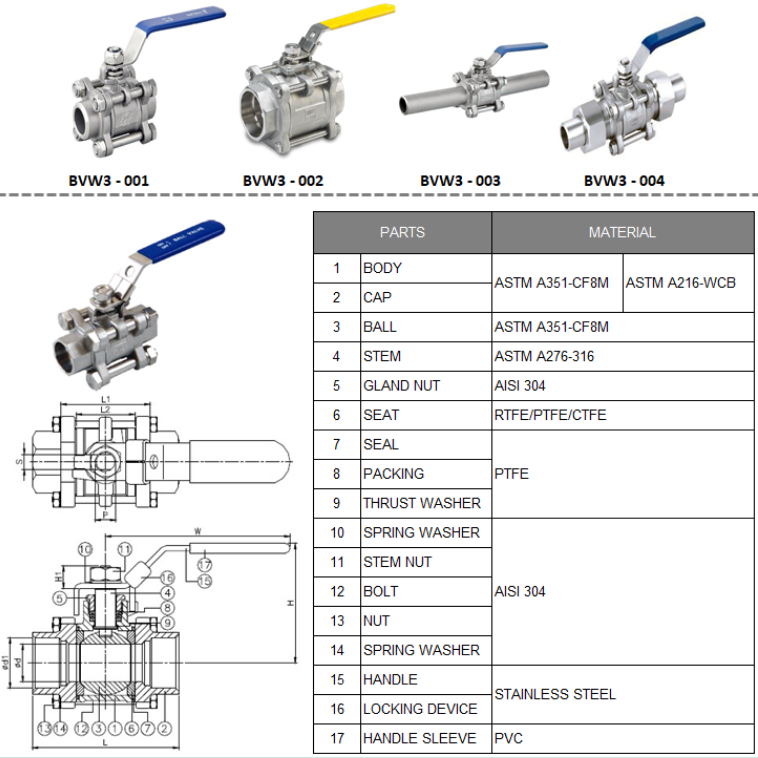 3PC Welded Ball Valve