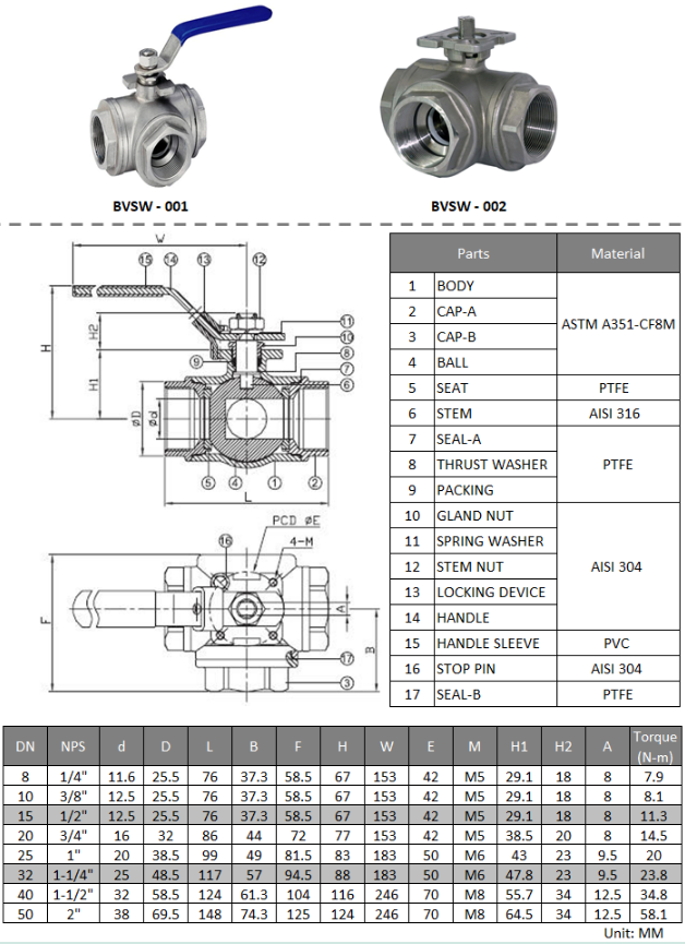 Three Way Ball Valve